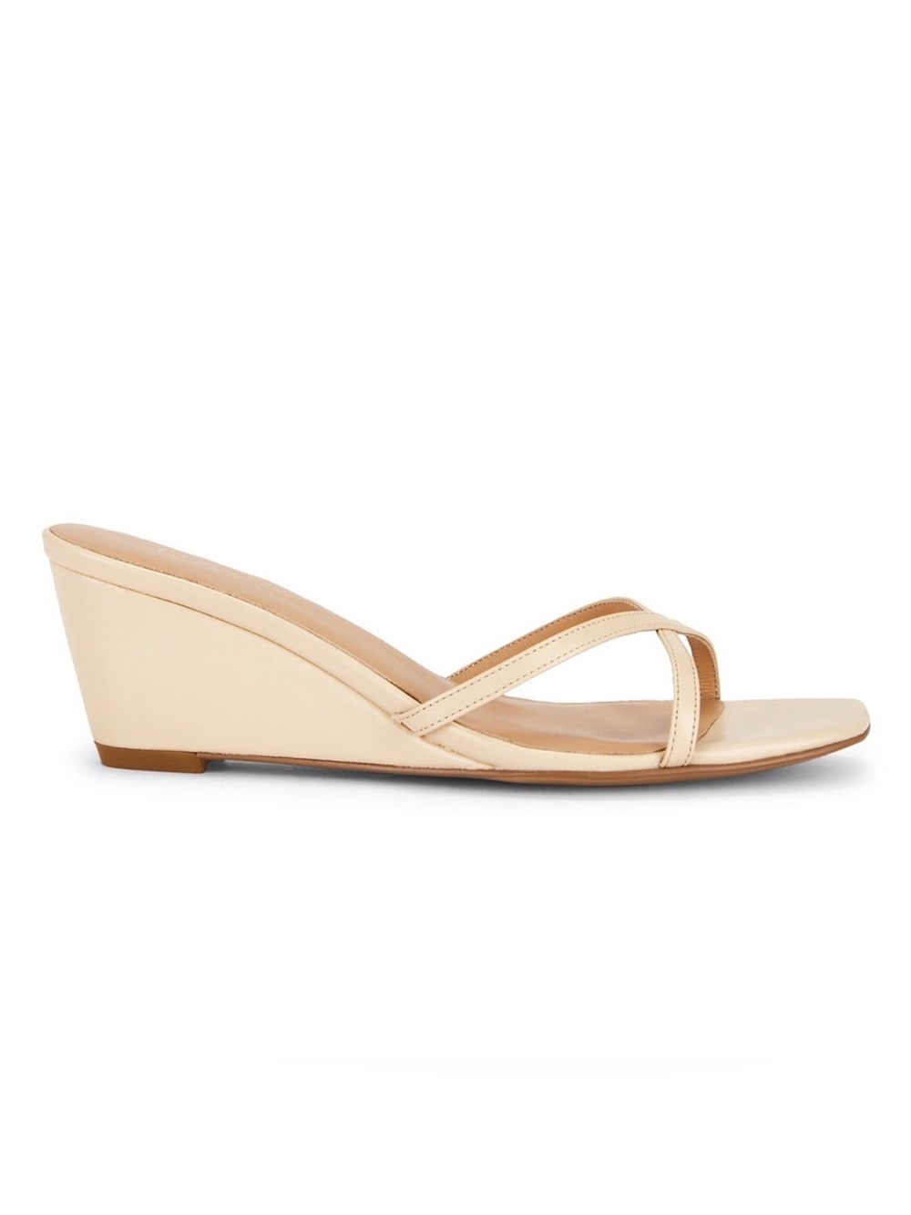 RAYE Revolve Clarice Light Nude Leather Slip On Square Toe Wedge Sandals Size 9